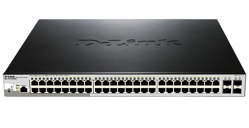 Коммутатор с 48 портами 10/100/1000Base-T с поддержкой PoE и 4 портами 1000Base-X SFP