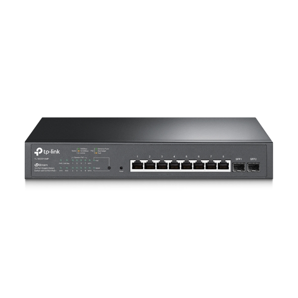 JetStream™ 10‑портовый гигабитный Smart коммутатор с 8 портами PoE+
ПОРТЫ: 8 гигабитных портов PoE+, 2 гигабитных SFP-слота
ХАРАКТЕРИСТИКИ: 802.3at/af, бюджет PoE: 150 Вт, стальной корпус высотой 1U, монтируется в 13-дюймовую стойку
ОСОБЕННОСТИ: интеграци