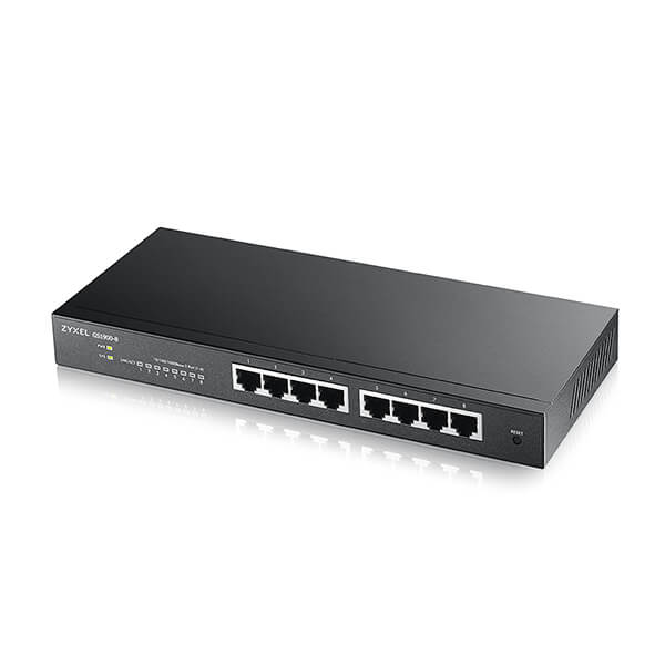 Smart L2 коммутатор PoE+ Zyxel NebulaFlex GS1915-8EP, 8xGE PoE+, бесшумный (без вентилятора), бюджет PoE 60 Вт
