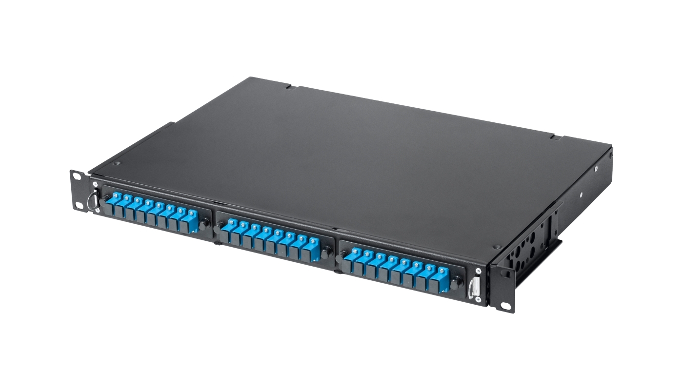 Кросс КТП, выдвижной, полный комплект, SC/APC, SM 9/125 OS2, 16 портов, 1U, цвет черный
