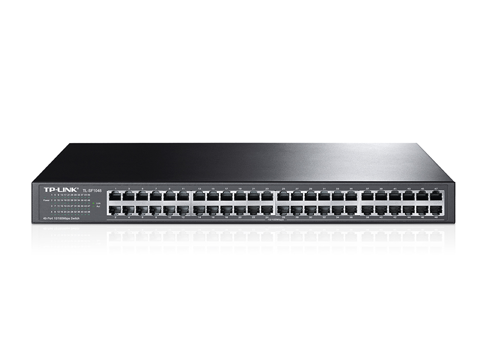 48-портовый коммутатор 10/100 Мбит/с
ПОРТЫ: 48 портов RJ45 10/100 Мбит/с
ХАРАКТЕРИСТИКИ: стальной корпус высотой 1U, монтируется в 19-дюймовую стойку
ОСОБЕННОСТИ: Plug and Play
