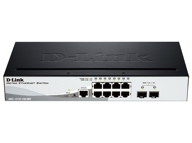 Коммутатор 8 портов 10/100/1000MBPS + 2 1000Base-X SFP