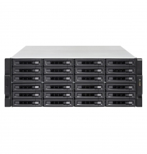 Сетевой RAID-накопитель, 24 отсека 3,5"/2,5", 2 порта 10 GbE SFP+, стоечное исполнение, 2 блока питания. Intel Xeon E-2136 3,3 ГГц (4,5 ГГц), 16 ГБ DDR4 ECC. Направляющие в комплект поставки не входят.