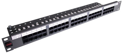 Телефонная коммутационная панель, 30 портов RJ45, коннекторы KATT 2 пары, высота 1U, графитовая