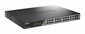 Настраиваемый L2 коммутатор с 24 портами 10/100/1000Base-T и4 комбо-портами100/1000Base-T/SFP(порты 1-24 PoE 802.3af/at,порты 1-8 PoE 802.3bt,PoE-бюджет 518 Вт,дальность до 250 м)
