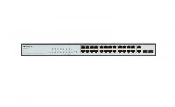 Коммутатор управляемый, PoE, 24x100Base-TX, 2xCombo 1000Base-T/SFP, PoE Budget 280W, 19" w/brackets