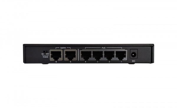 Коммутатор неуправляемый PoE, 6x100Base-TX (4x100Base-TX PoE), PoE Budget 60W, Long-range PoE up to 250m, metal case