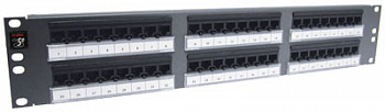 Неэкранированная коммутационная панель PowerCat 5E, 48 портов RJ45 568A/B категории 5E, коннекторы KATT, высота 2U, графитовая