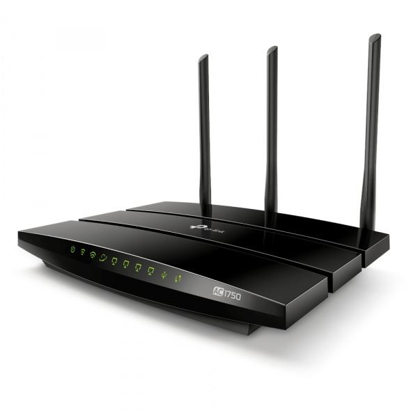 AC1750 Двухдиапазонный Wi Fi роутер
СКОРОСТЬ: до 450 Мбит/с на 2,4 ГГц + до 1300 Мбит/с на 5 ГГц
ХАРАКТЕРИСТИКИ: 3 антенны, 1 гигабитный порт WAN + 4 гигабитных порта LAN, порт USB 2.0
ОСОБЕННОСТИ: приложение Tether, режим точки доступа, поддержка IPv6, I